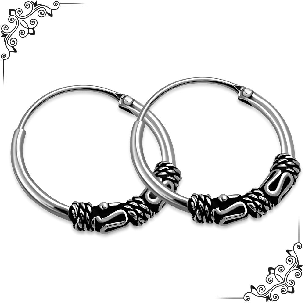 14mm Wide - 1.2mm Thick Bali Hoop Earrings