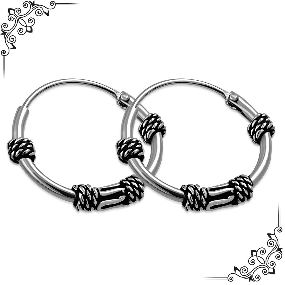 14mm Wide - 1.2mm Thick Bali Hoop Earrings