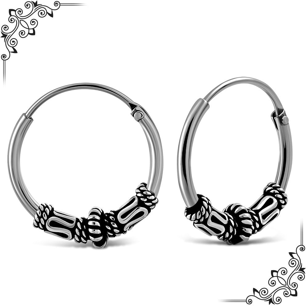 14mm Wide - 1.2mm Thick Bali Hoop Earrings