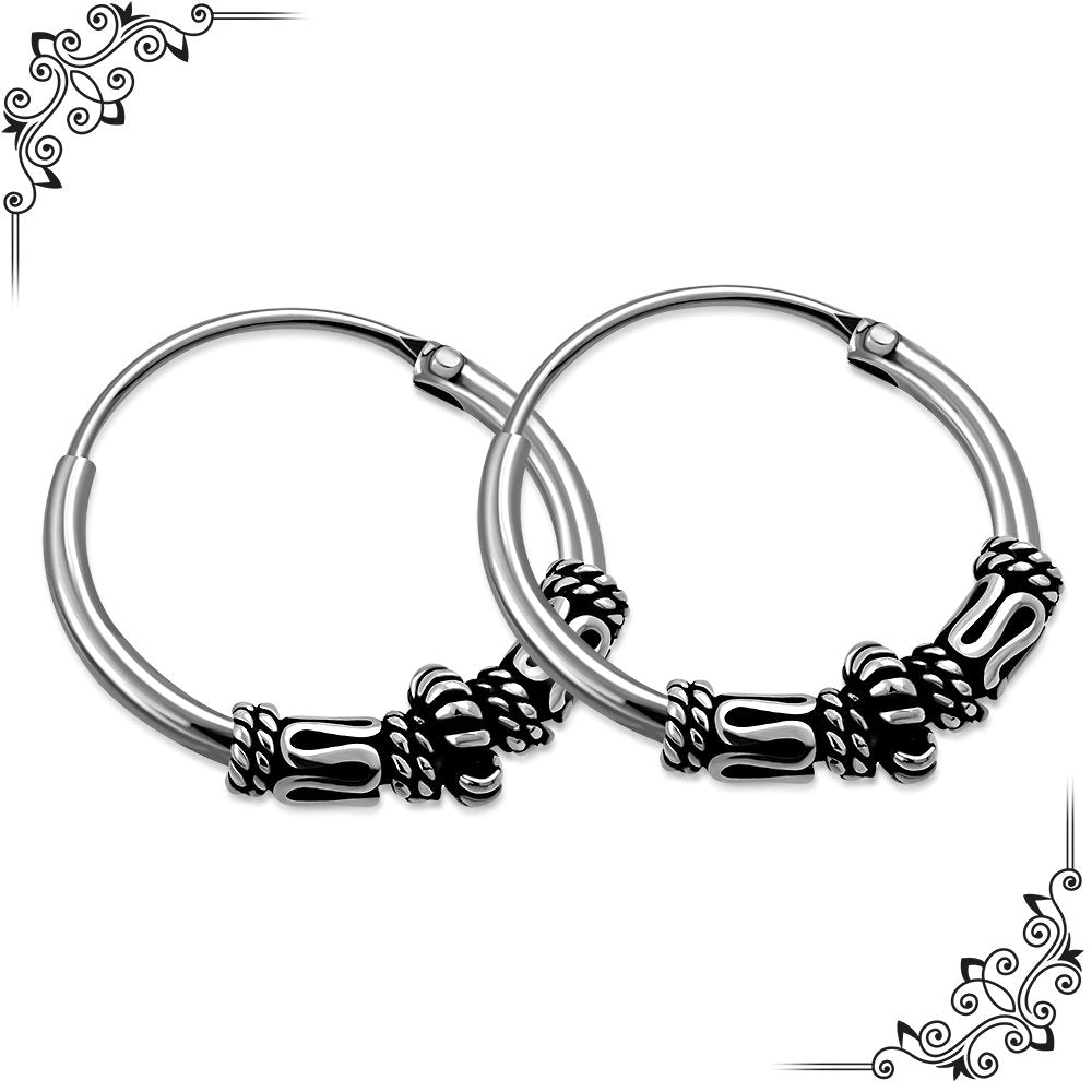 14mm Wide - 1.2mm Thick Bali Hoop Earrings