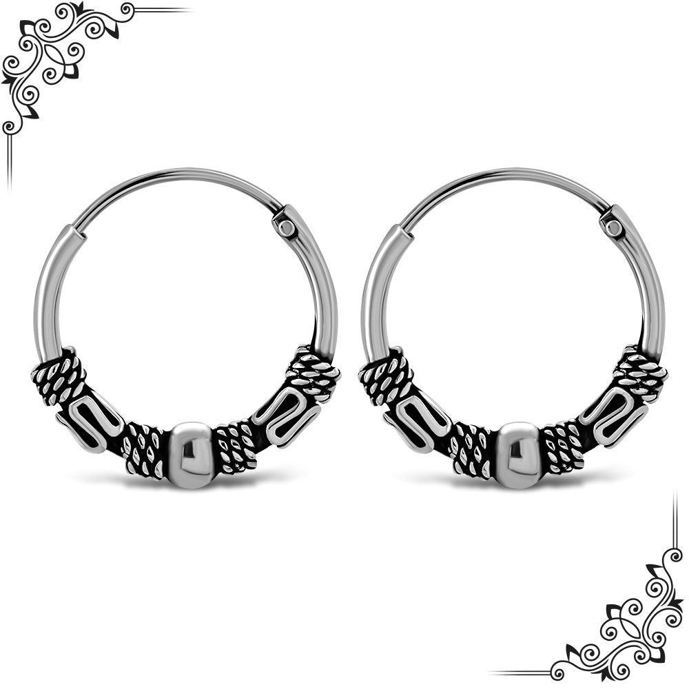 14mm Wide - 1.2mm Thick Bali Hoop Earrings