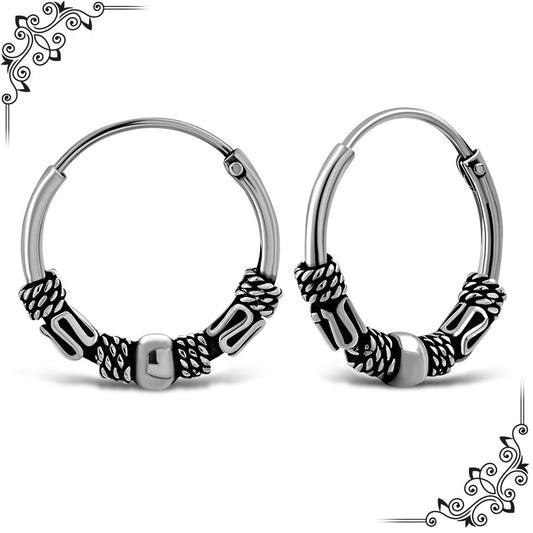 14mm Wide - 1.2mm Thick Bali Hoop Earrings