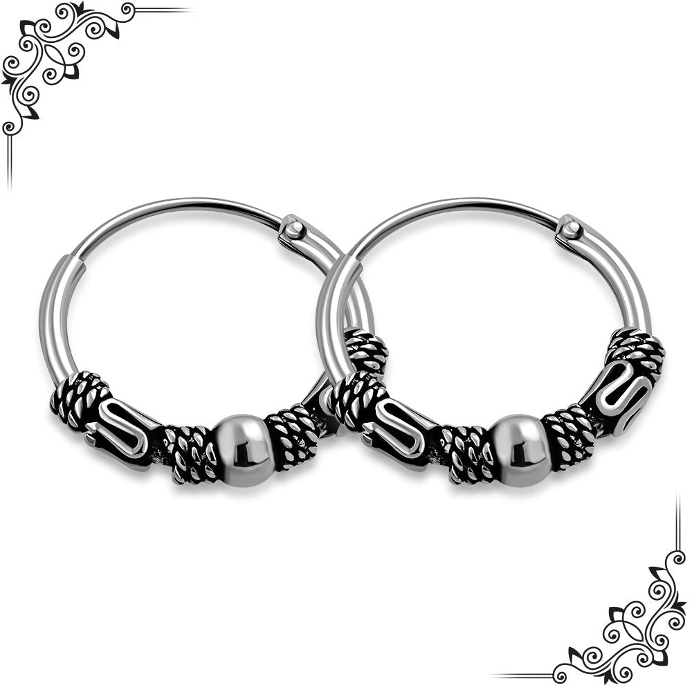 14mm Wide - 1.2mm Thick Bali Hoop Earrings