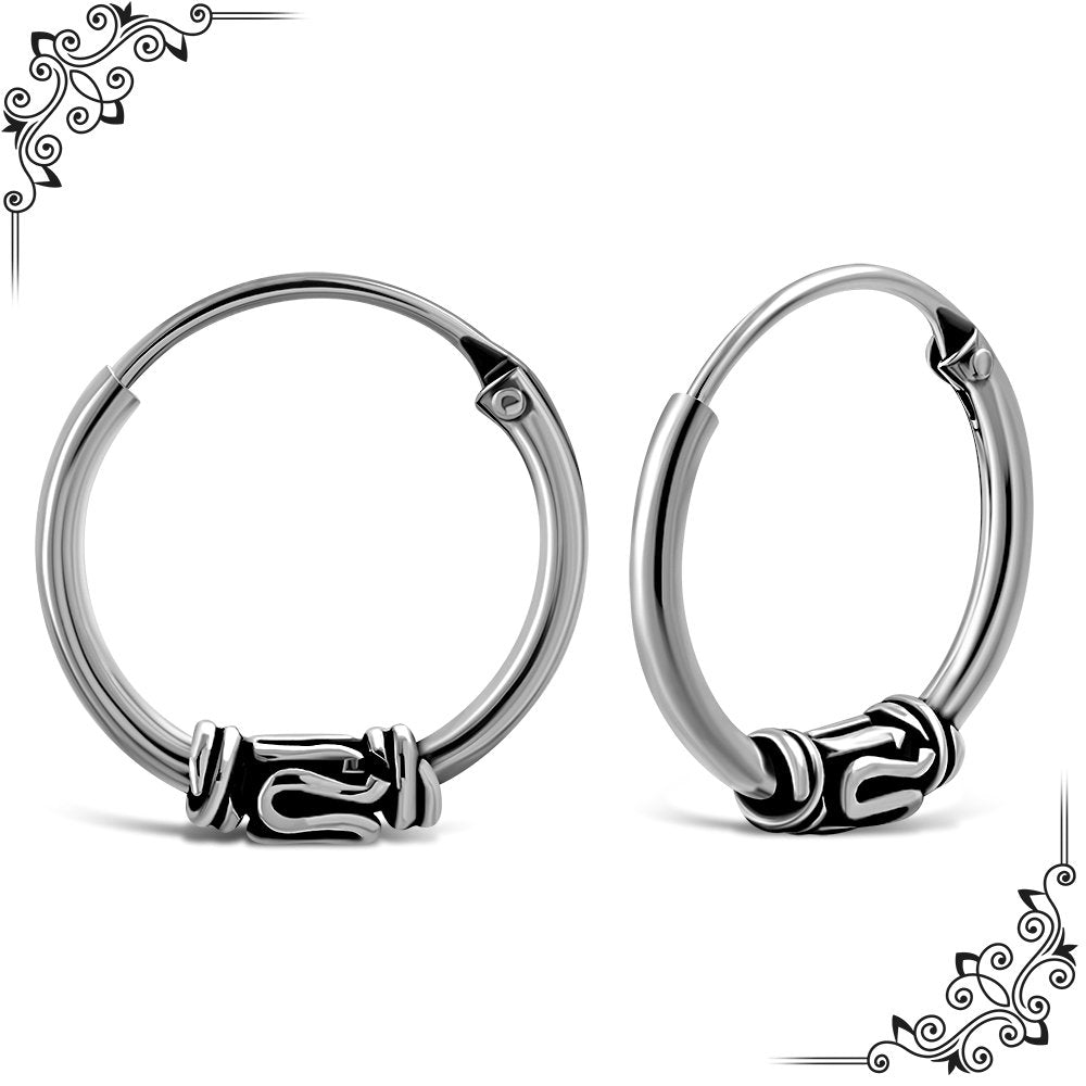 12mm Wide - 1.2mm Thick Bali Hoop Earrings