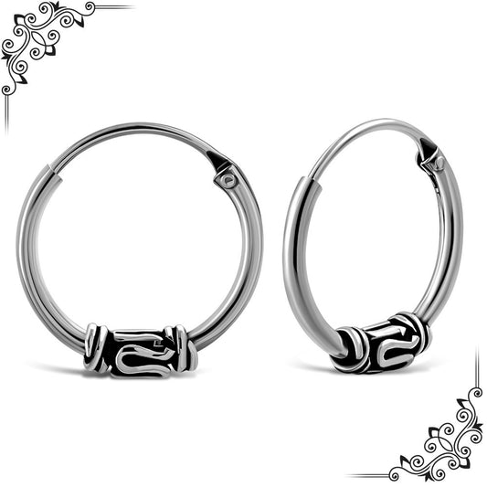 12mm Wide - 1.2mm Thick Bali Hoop Earrings