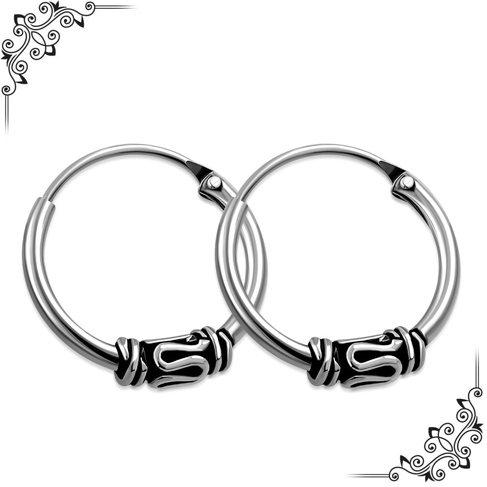 12mm Wide - 1.2mm Thick Bali Hoop Earrings