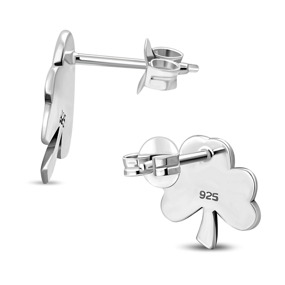 Shamrock Stud Sterling Silver Earrings