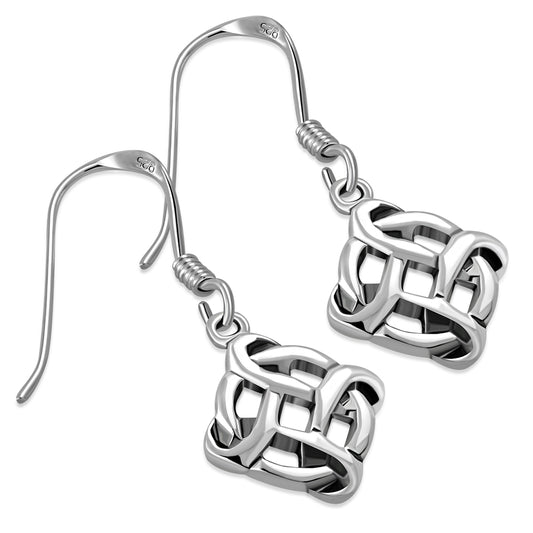 Celtic Knot Plain Solid Silver Earrings
