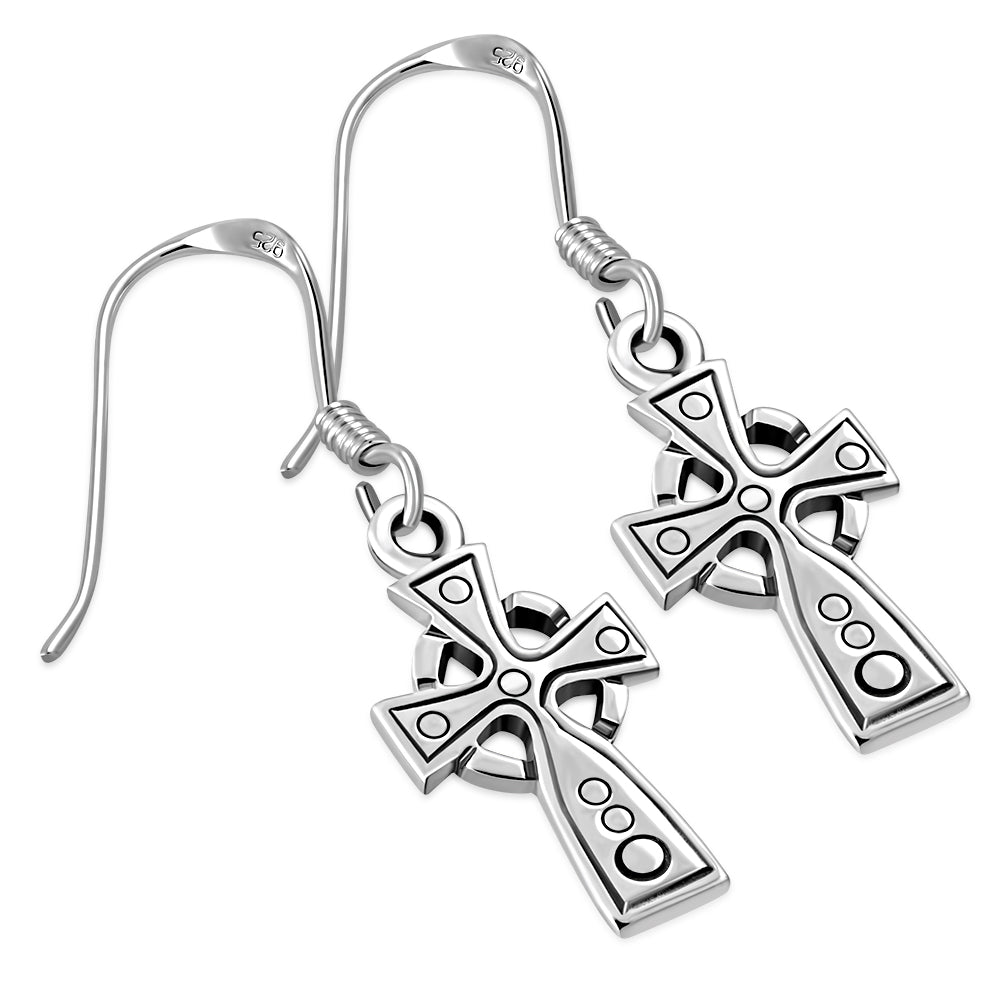 Cross Celtic Silver Earrings