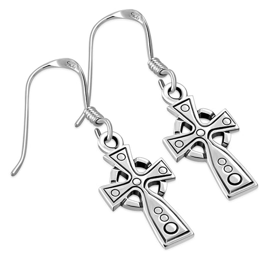 Cross Celtic Silver Earrings