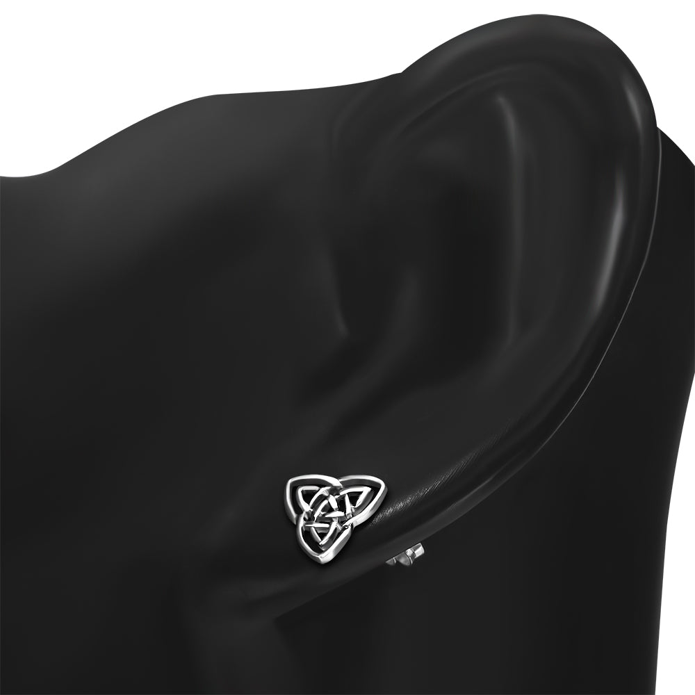 Celtic Trinity Knot Stud Silver Earrings