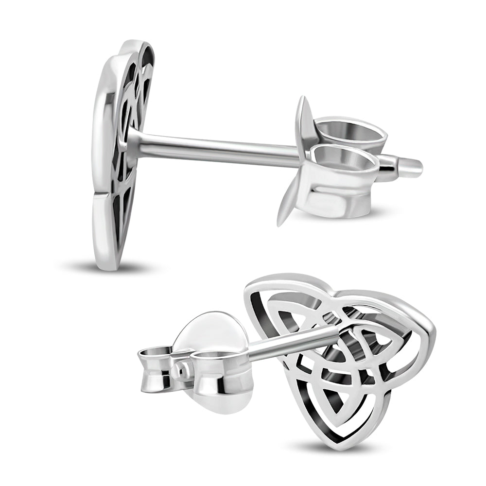 Celtic Trinity Knot Stud Silver Earrings