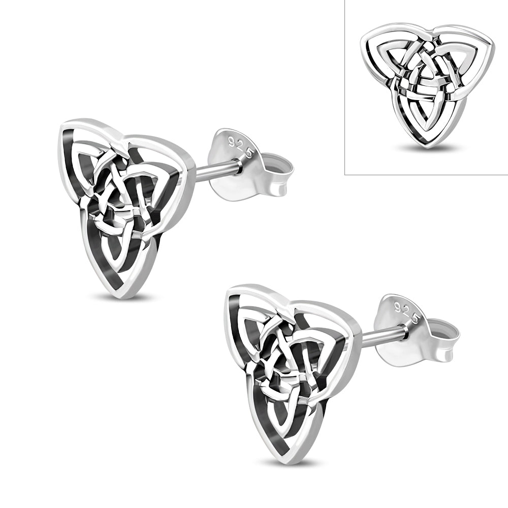 Celtic Trinity Knot Stud Silver Earrings