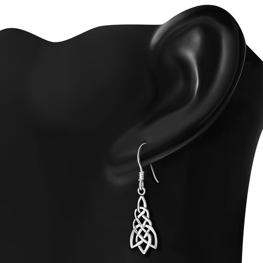 Celtic Knot Plain Solid Silver Earrings