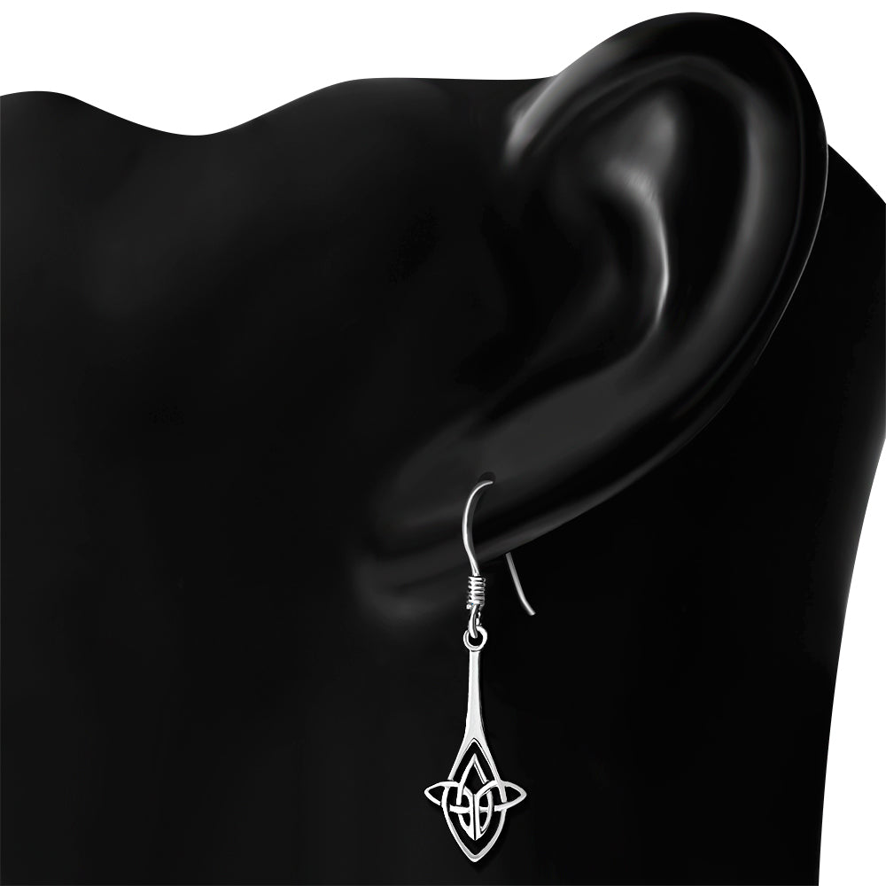 Long Celtic Knot Sterling Silver Earrings