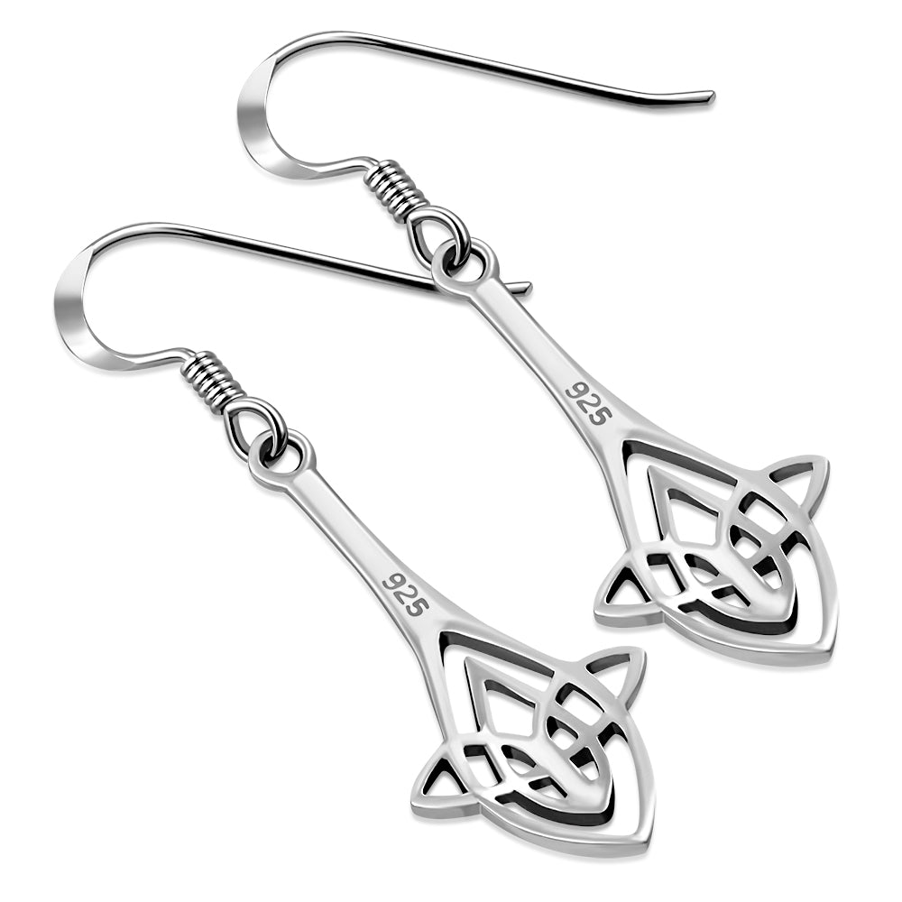 Long Celtic Knot Sterling Silver Earrings