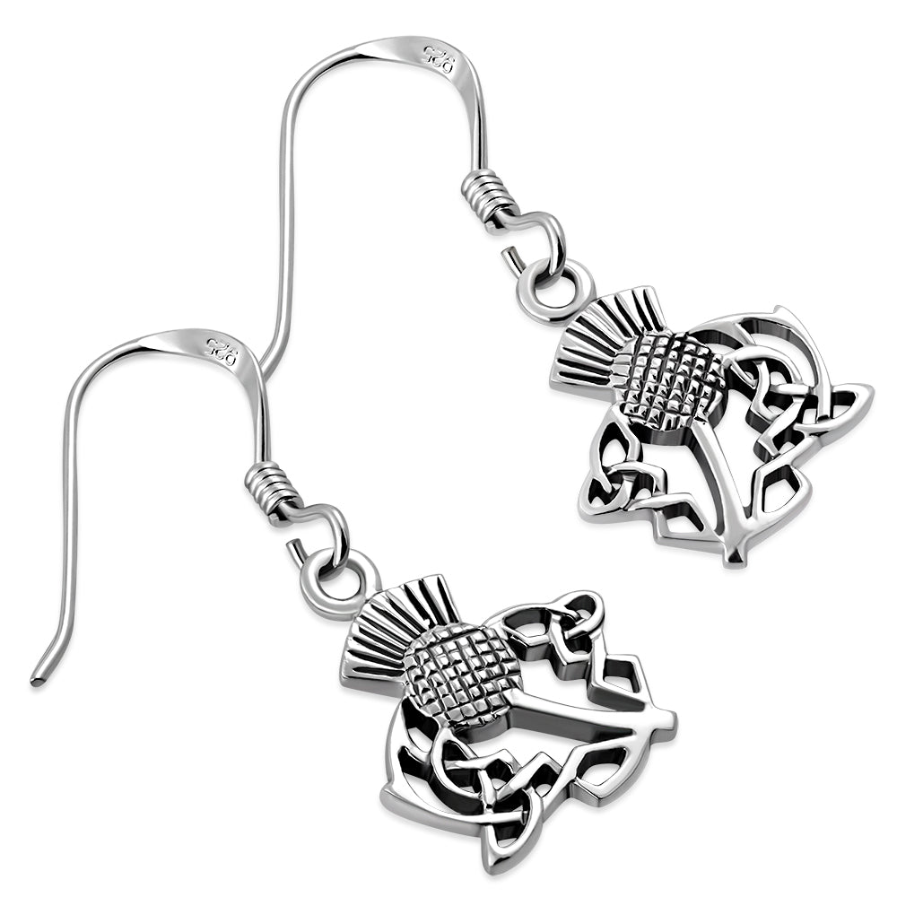 Plain Silver Thistle Celtic Earrings