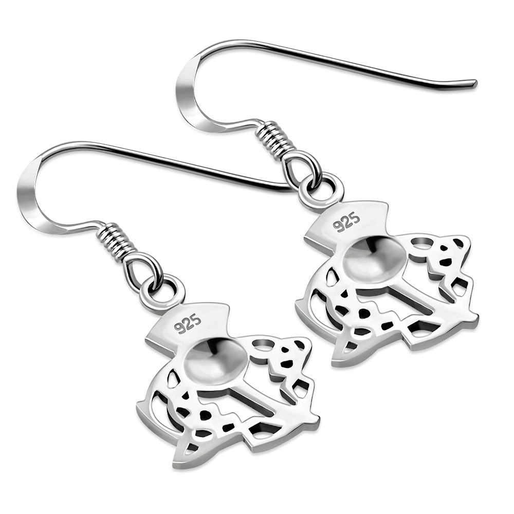 Plain Silver Thistle Celtic Earrings