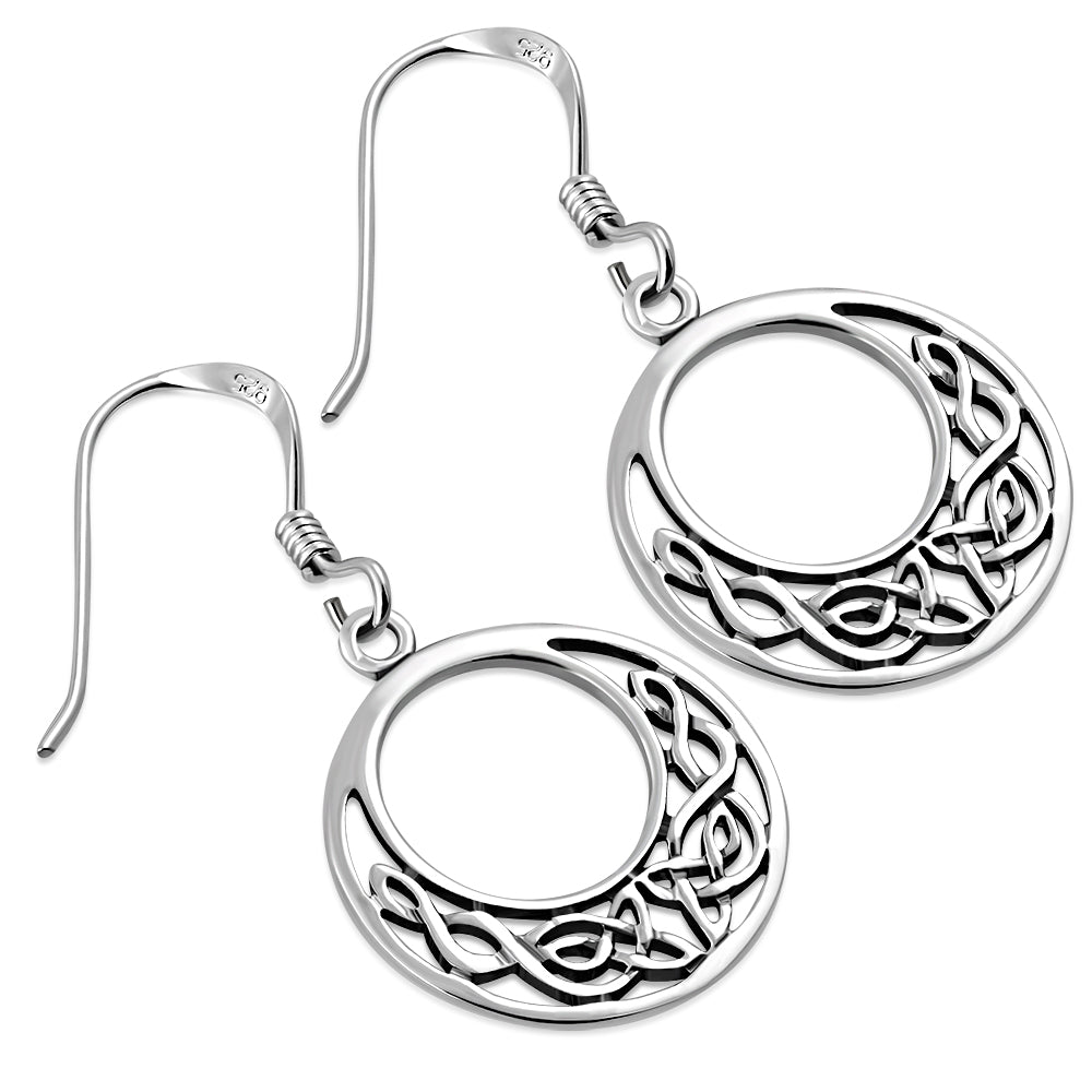 Medium Round Celtic Knot Silver Earrings
