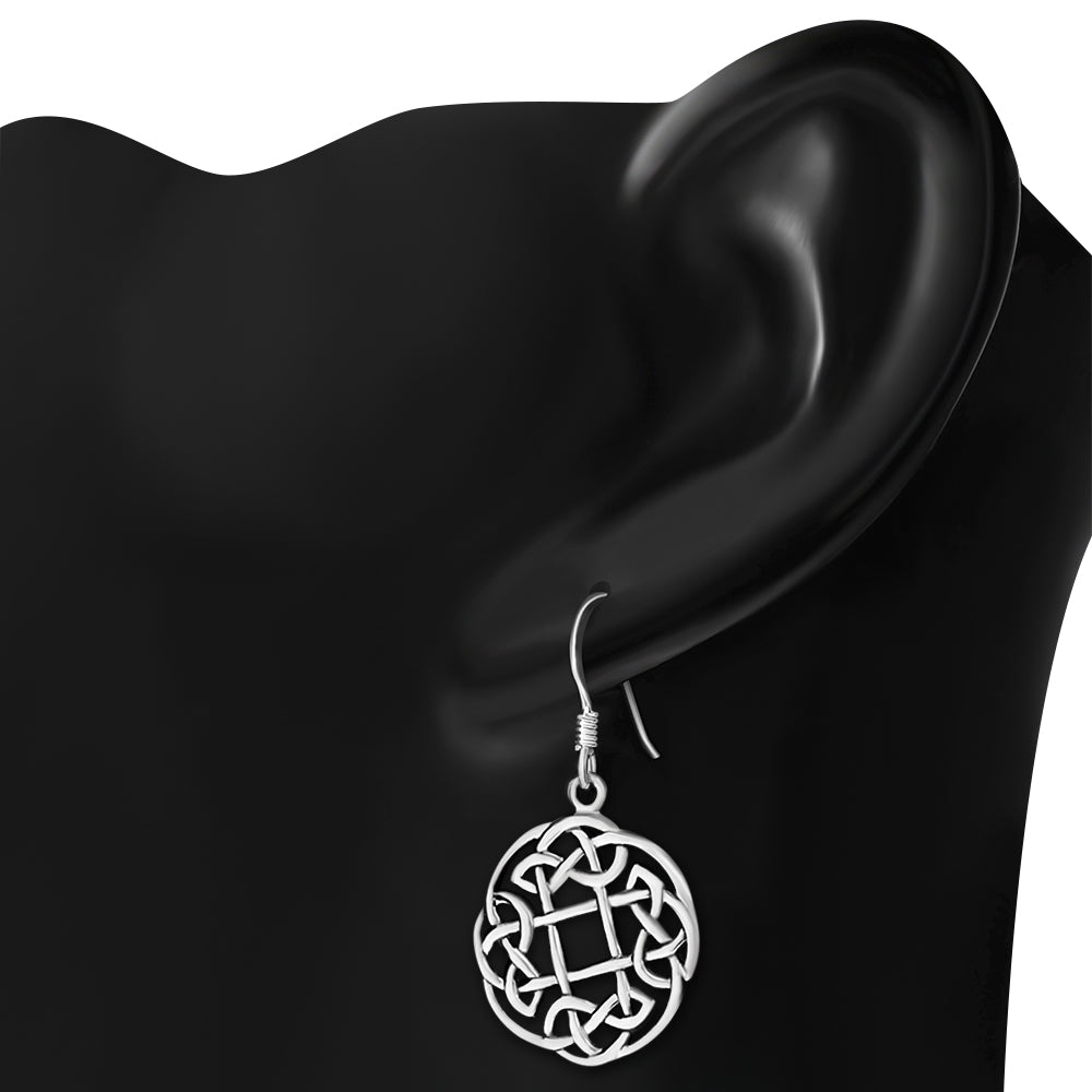 Round Celtic Knot Silver Earrings