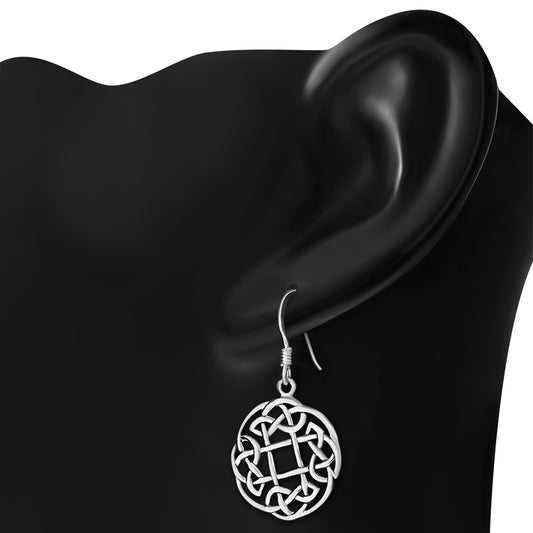 Round Celtic Knot Silver Earrings