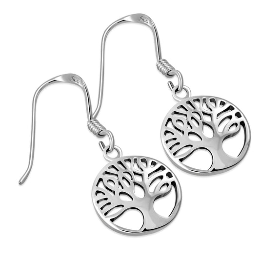 Small Tree of Life Silver Earrings