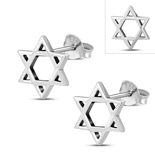 Star of David Studs Silver Earrings