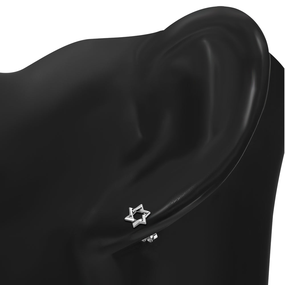Plain Silver Star of David Stud Earrings