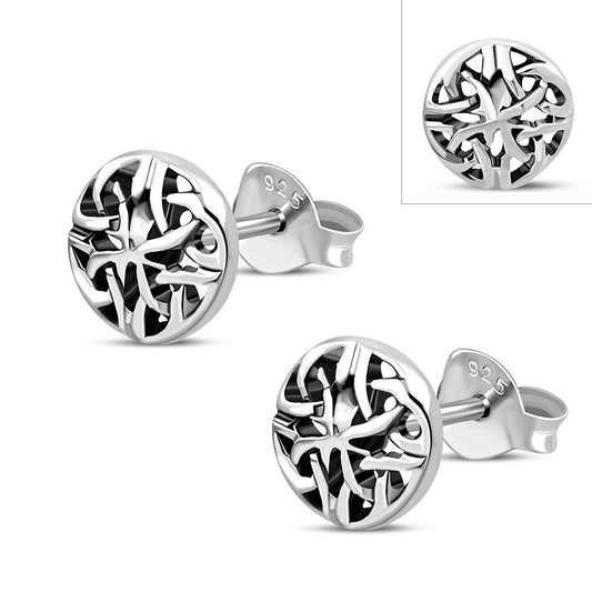 Plain Silver Trinity knot Stud Earrings