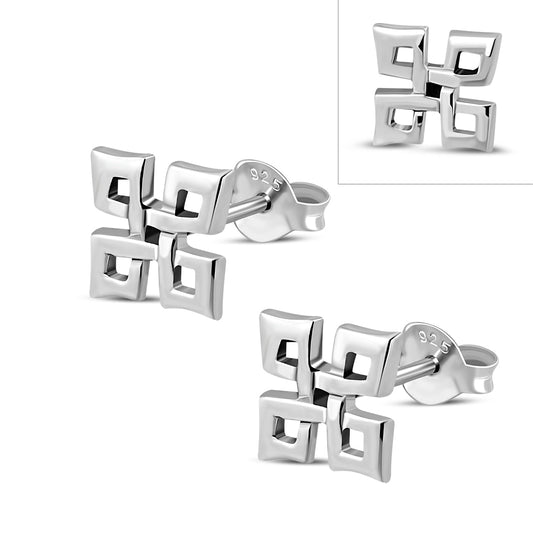 Plain Celtic Knot Stud Silver Earrings