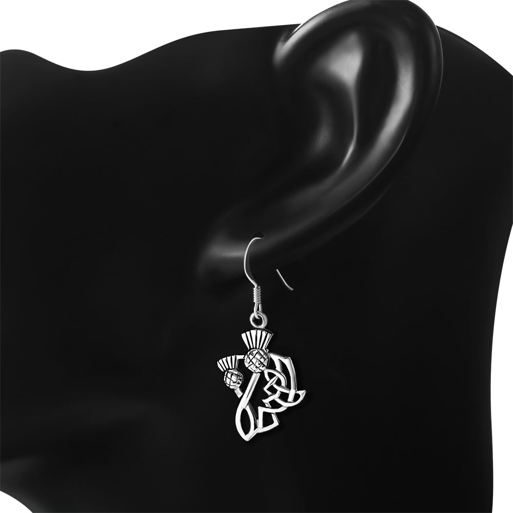 Celtic Knot Thistle Plain Silver Earrings