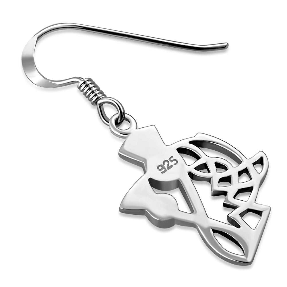 Celtic Knot Thistle Plain Silver Earrings