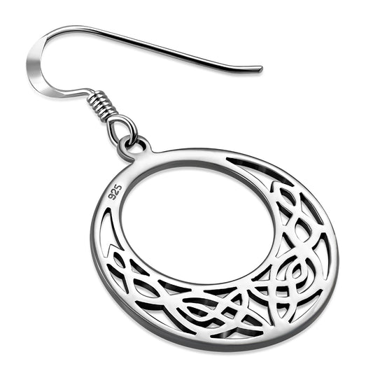 Round Celtic Knot Plain Sterling Silver Earrings