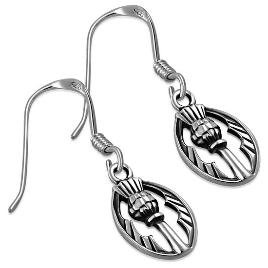 Scottish Thistle Sterling Silver Earrings