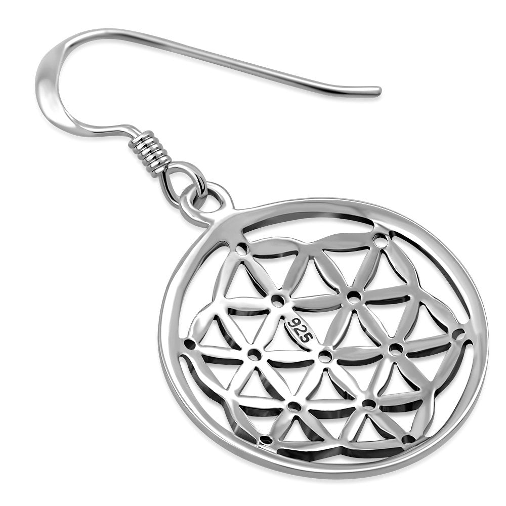 Small Flower of Life Silver Earrings