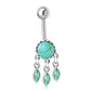 Ethnic Turquoise Drop Dangling Belly Ring w Turquoise