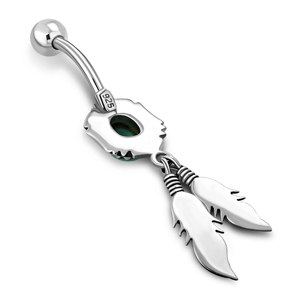 Ethnic Belly Button Navel Ring w Turquoise