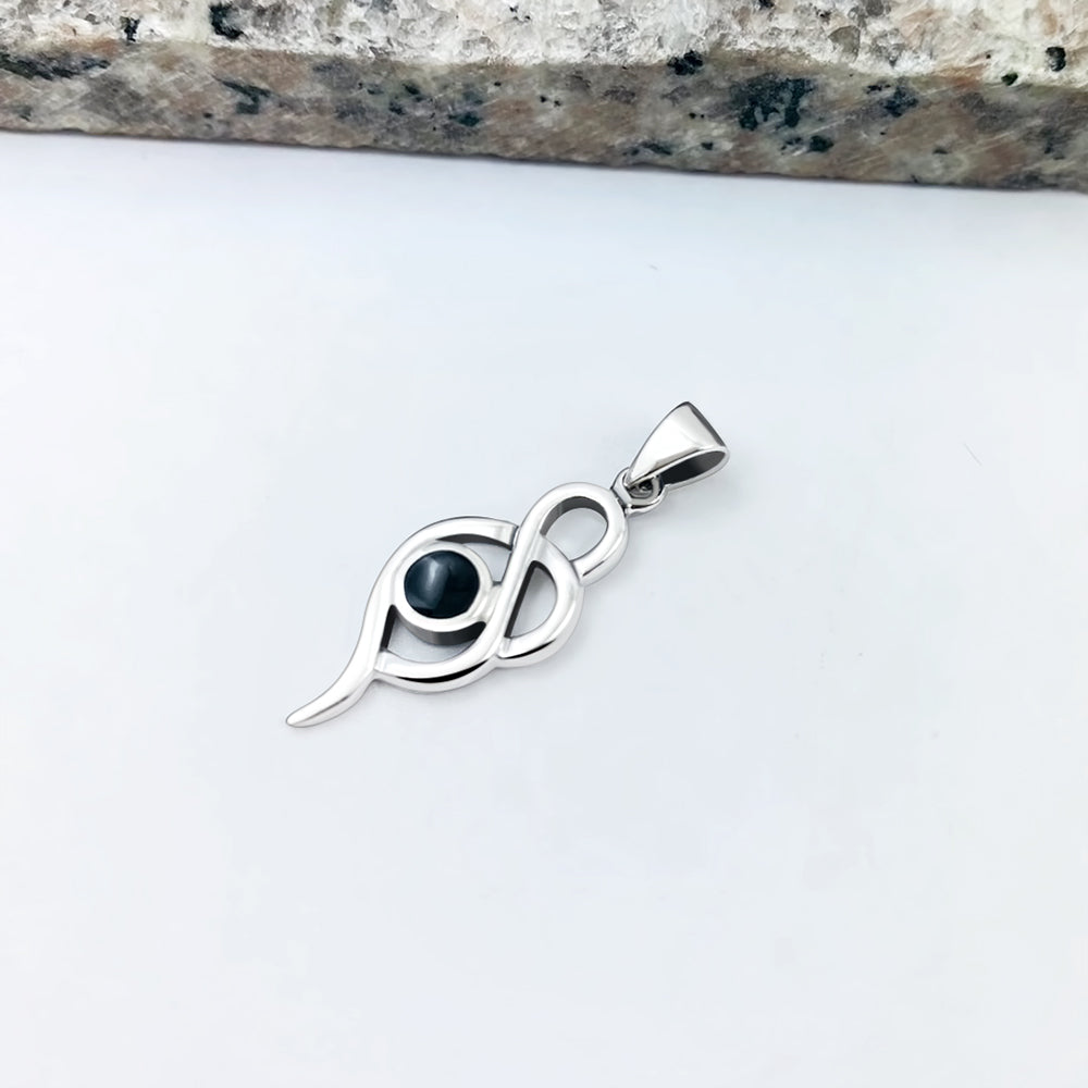 Black Onyx Small Silver Pendant