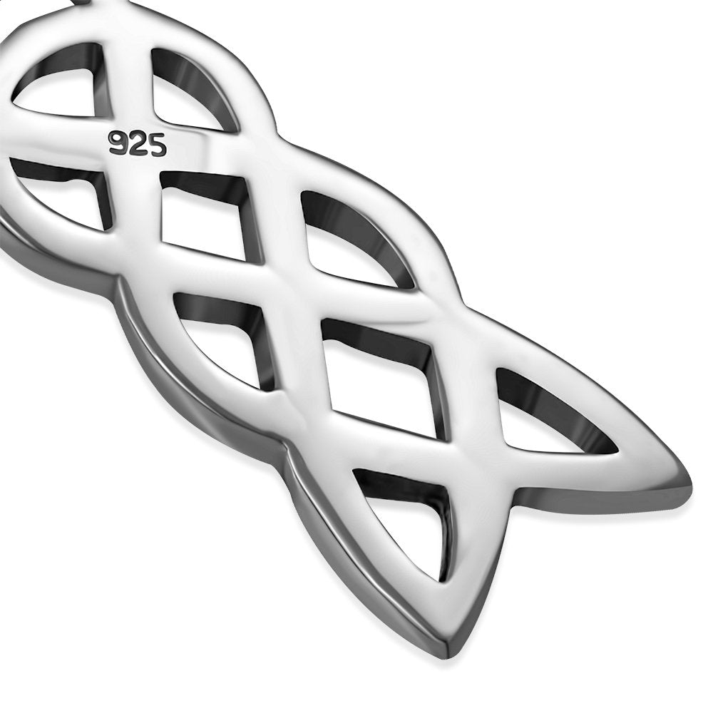 Amethyst Stone Cross Celtic Knot Silver Pendant