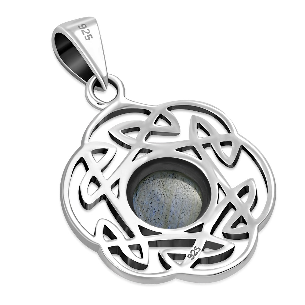 Labradorite Round Celtic Knot Silver Pendant