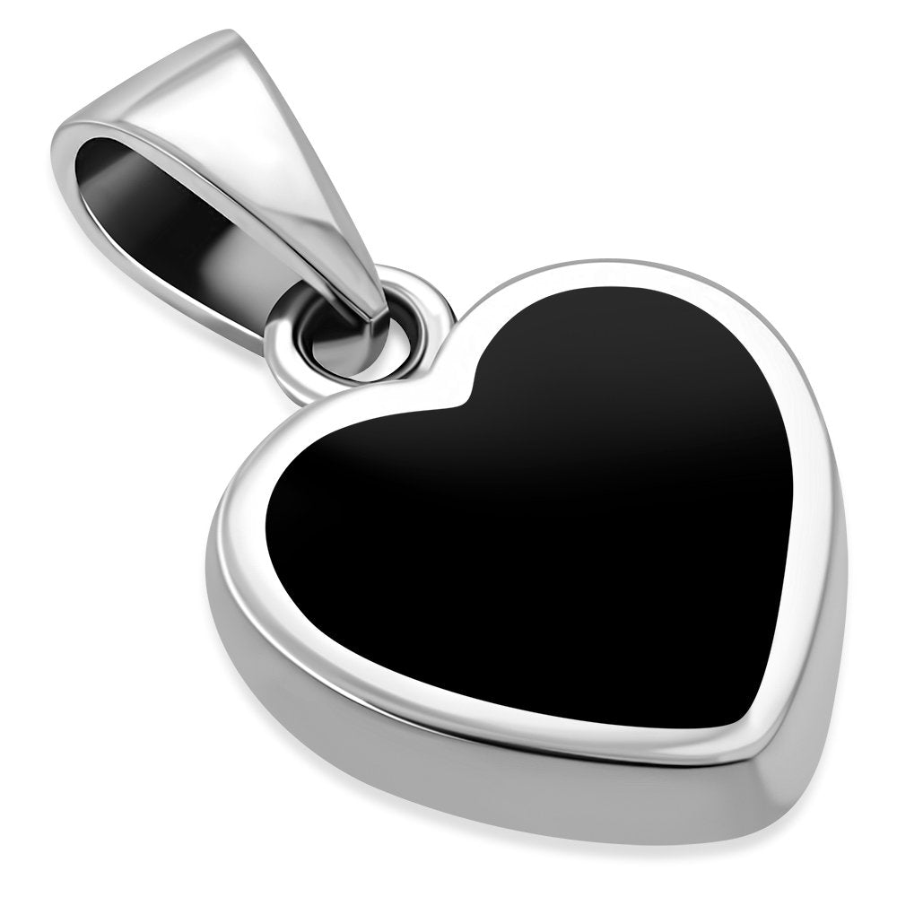 Black Onyx Heart Sterling Silver Pendant