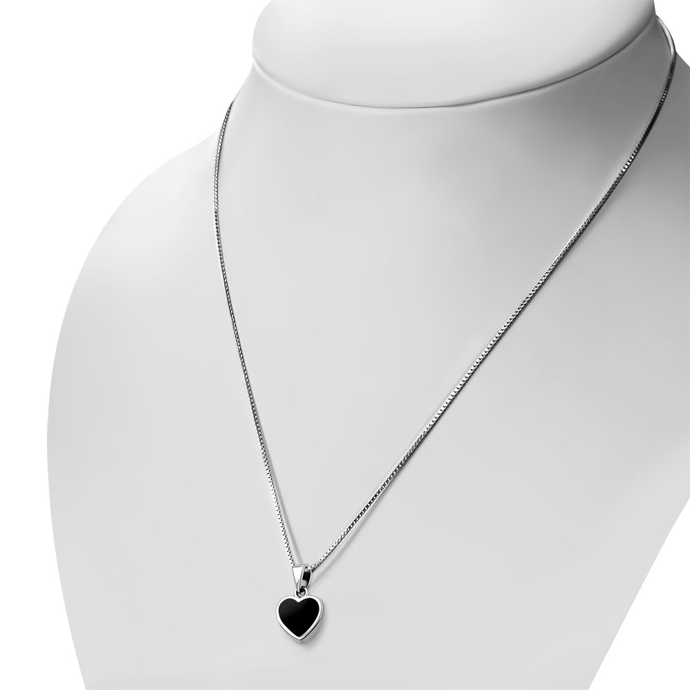Black Onyx Heart Sterling Silver Pendant