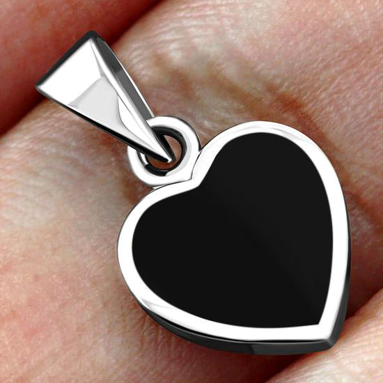 Black Onyx Heart Sterling Silver Pendant