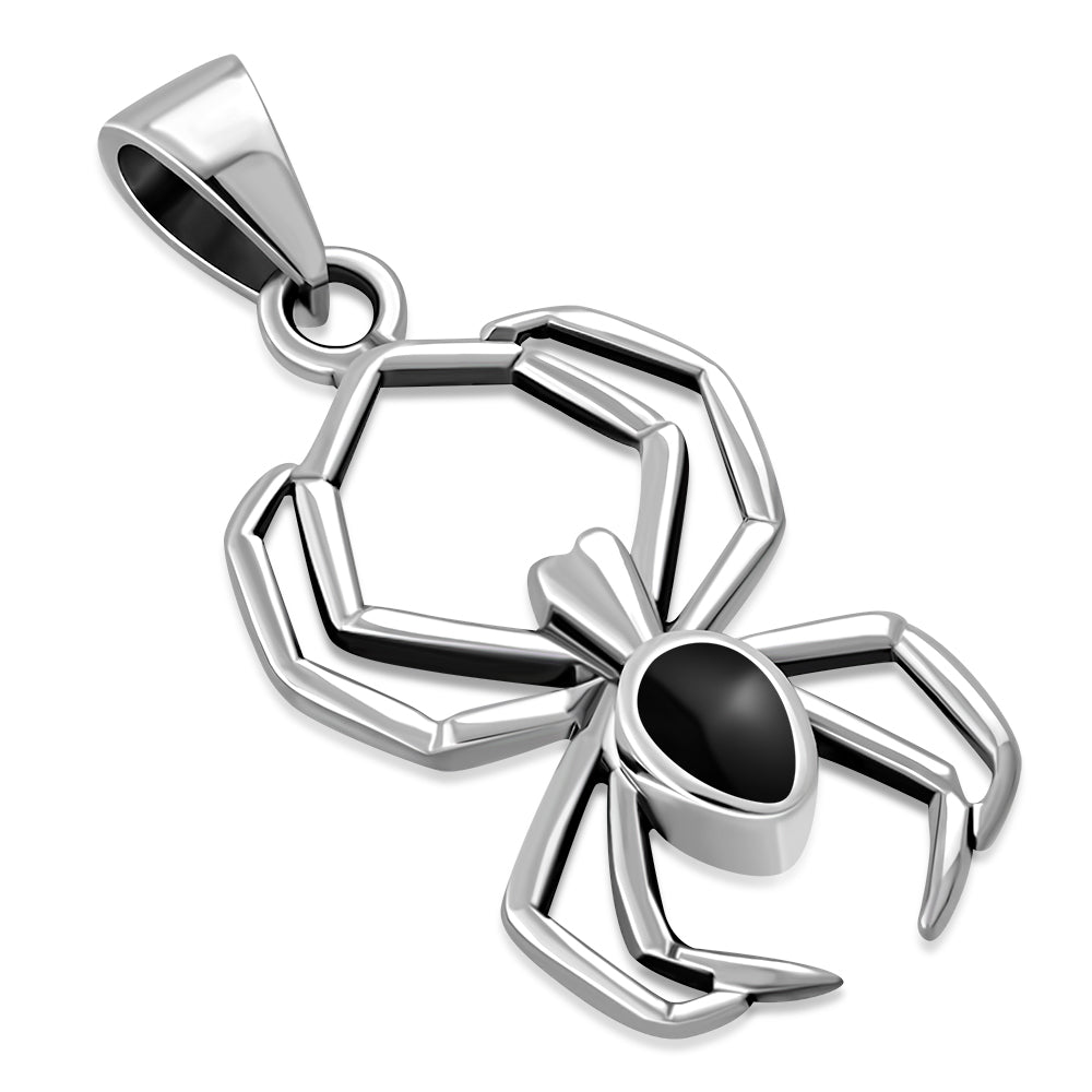 Black Onyx Spider Sterling Silver Pendant