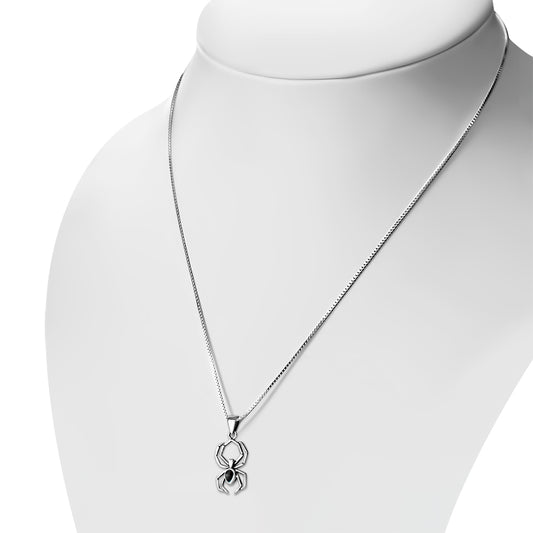 Black Onyx Spider Sterling Silver Pendant