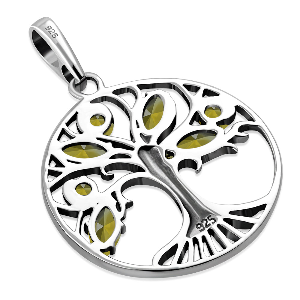 Citrine stone Tree of Life Sterling Silver Pendant