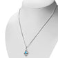 Synthetic Azure Blue Opal Ethnic Sterling Silver Drop Pendant