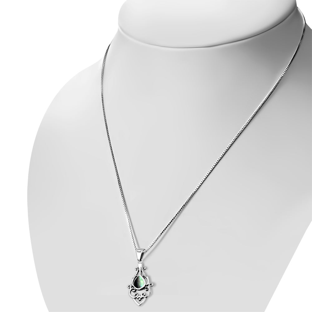 Abalone Shell Ethnic Sterling Silver Drop Pendant