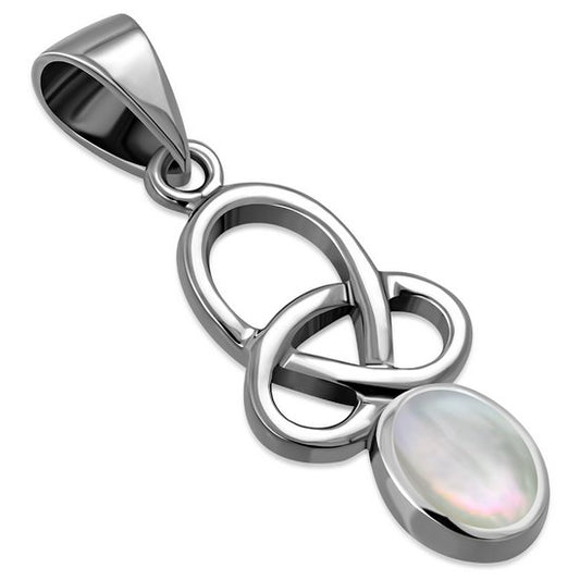 Mother of Pearl Celtic Knot Silver Pendant
