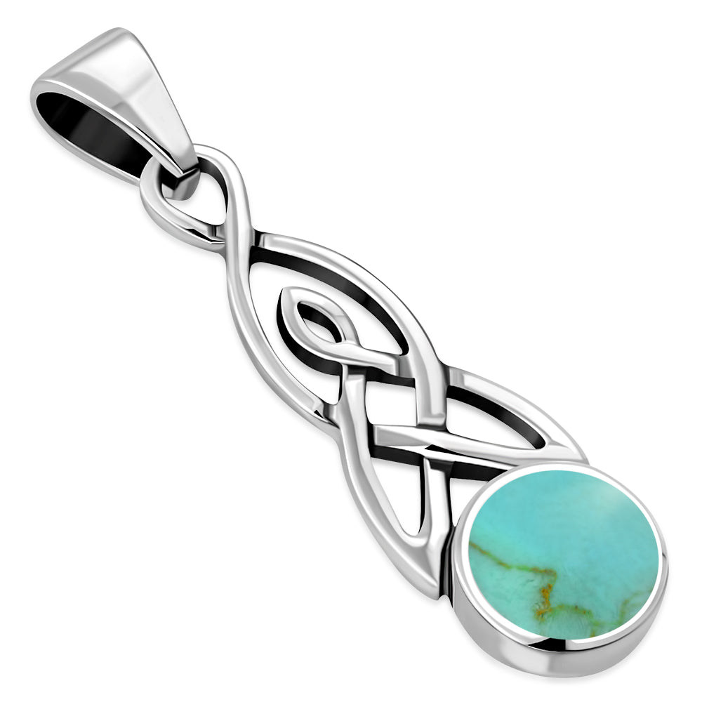 Turquoise Celtic Trinity Silver Pendant